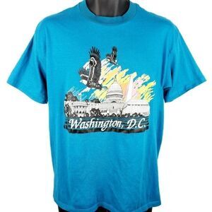 Washington DC T Shirt Vintage 80s The Nations Capital Bald Eagle Size Large